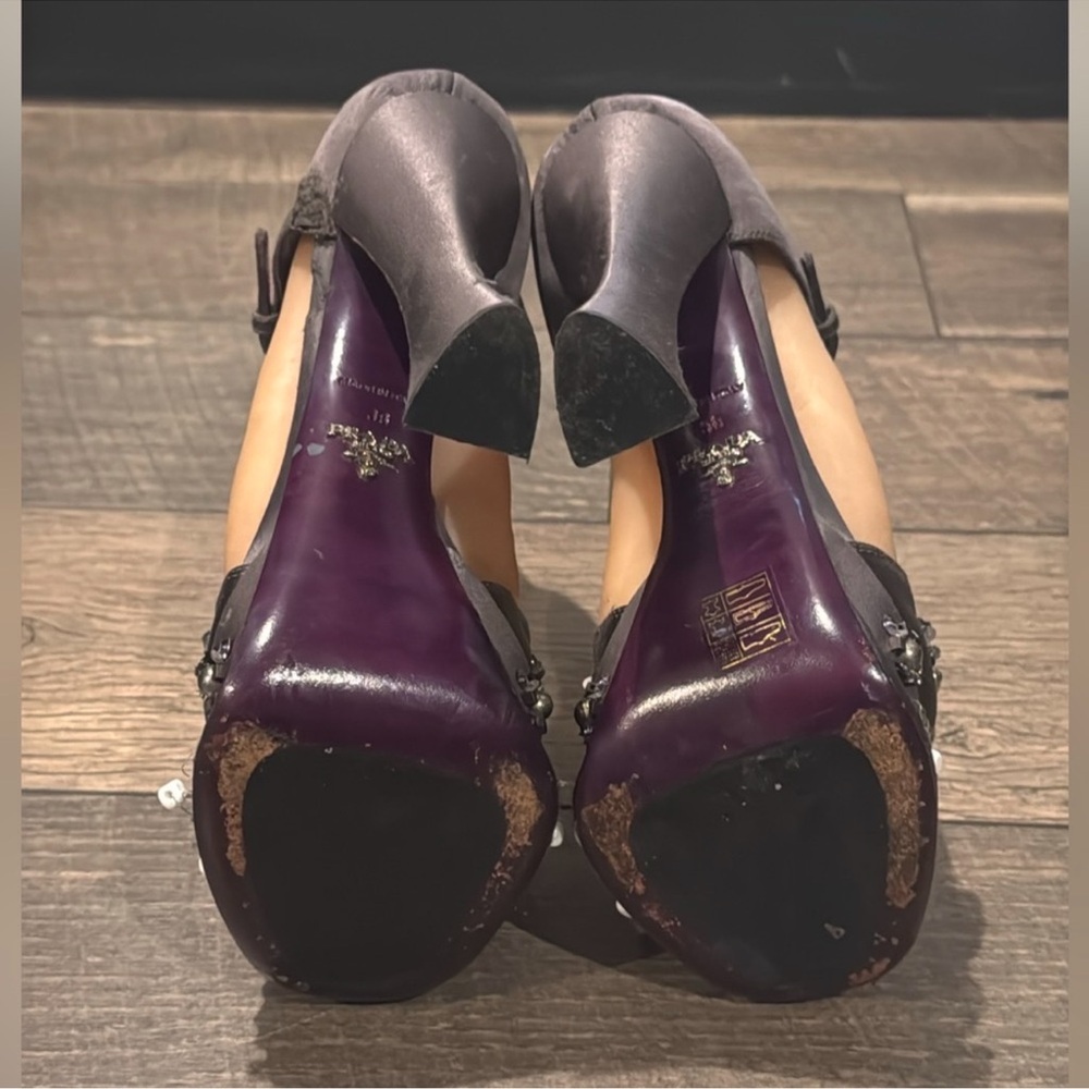 Authentic Prada luxury designer runway satin embellished platform heels sz 8 - Picture 16 of 16